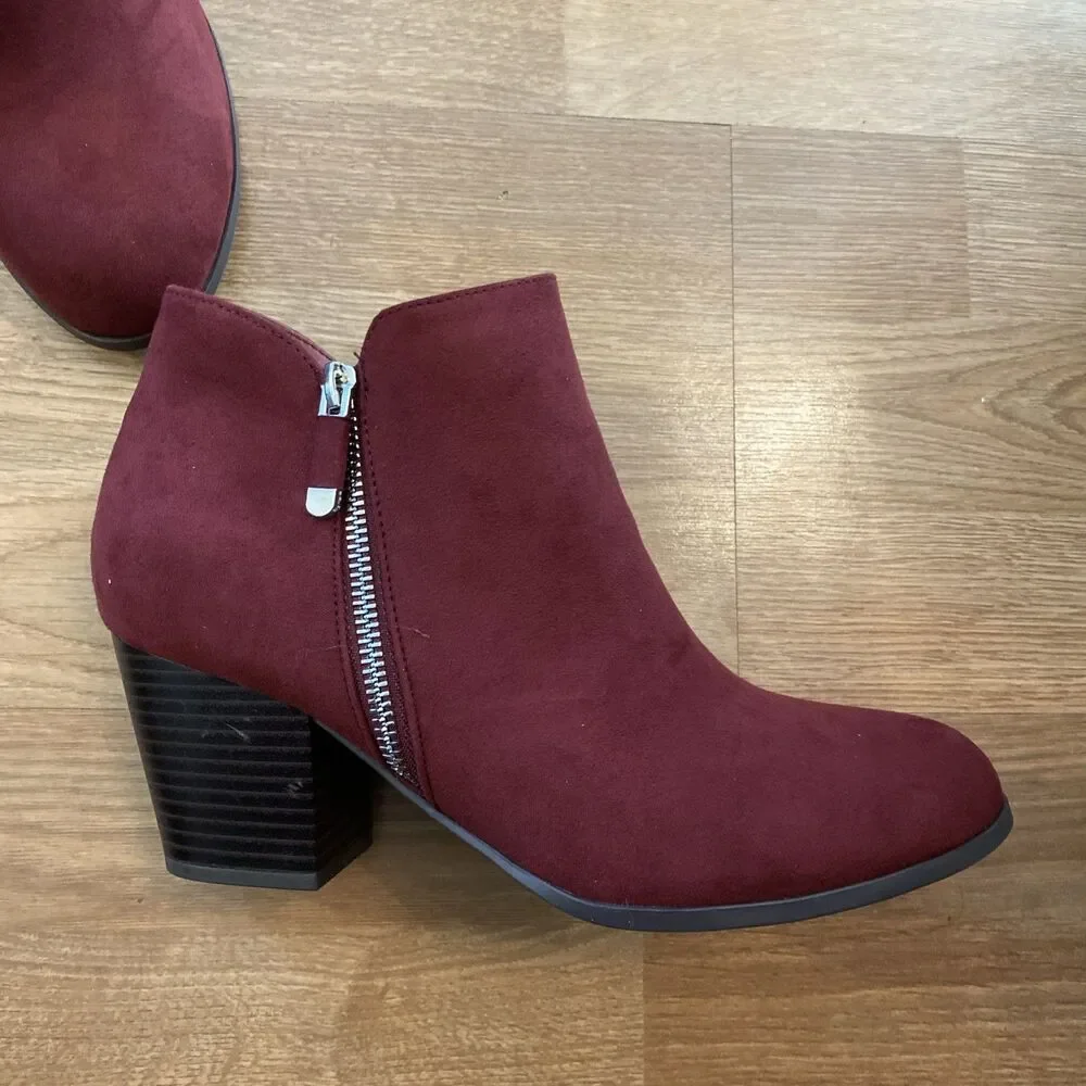 Style & Co Masrinaa Block-Heel Ankle Bootie Scarlet Micro Size 8.5M NIB - Picture 6 of 12